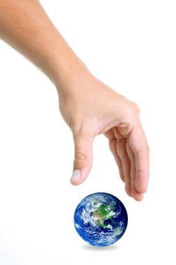 World and hand clipart