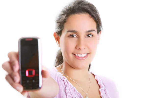Girl and cell phone — Stock Photo, Image