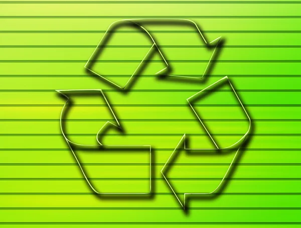 Grünes Symbol Des Recyclings Auf Grünem Hintergrund — Stockfoto