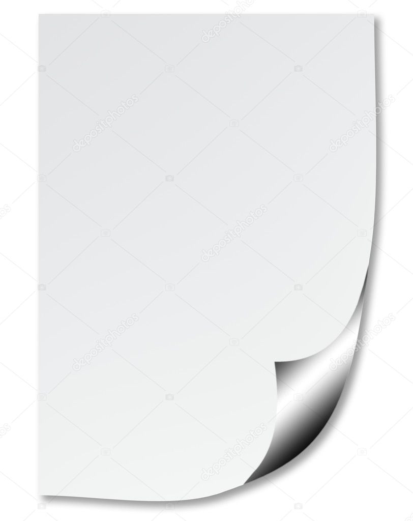 Blank paper over white background, space to insert text or design
