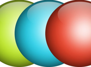 green, blue and red balls on white background clipart