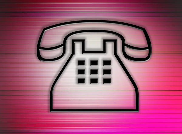 Silhouet Van Telefoon Fuchsia Achtergrond Retro Illustratie — Stockfoto