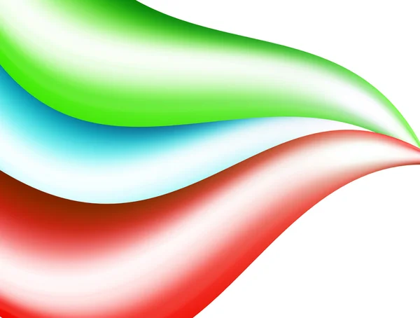 白い背景の上の緑 青および赤い波 — ストック写真