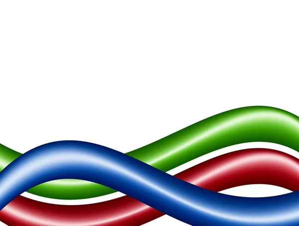 白い背景の上の緑 青および赤い曲線 — ストック写真