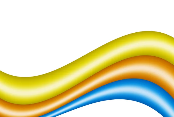白い背景の上の黄色 青とオレンジ色の曲線 — ストック写真