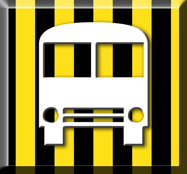 黄色と黒線背景にスクールバスのシルエット — ストック写真