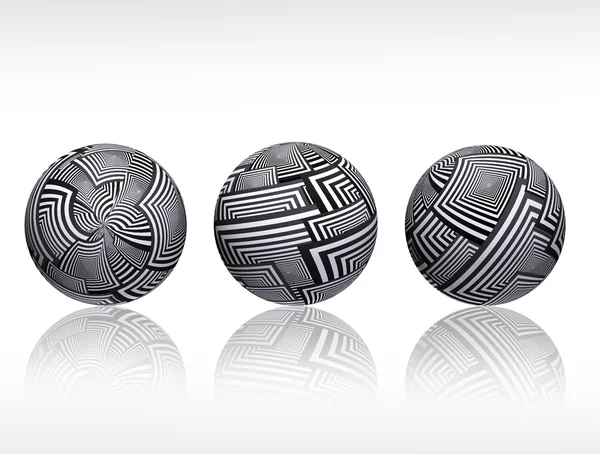 Três Esferas Decorativas Preto Branco Ilustração — Fotografia de Stock
