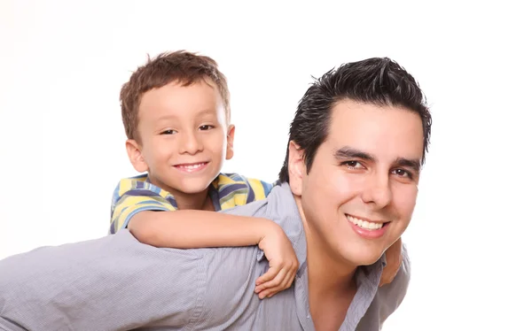 Dad Playing His Son Carrying His Back — Stock Photo, Image