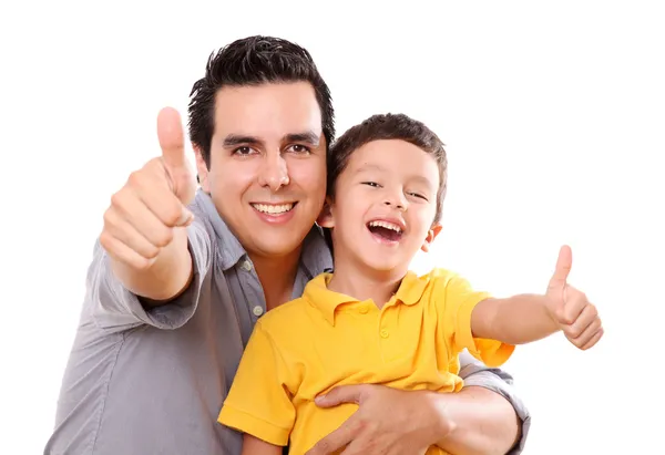 Vater Und Sohn Amüsieren Sich Über Eine Welle Des Positivismus — Stockfoto