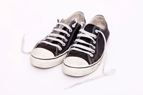 Coppia Sneakers Bianco Nero Sfondo Bianco — Foto Stock