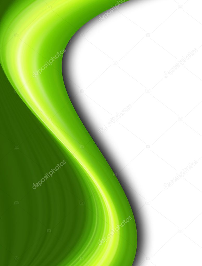 Green dynamic waves over white background. Illustration