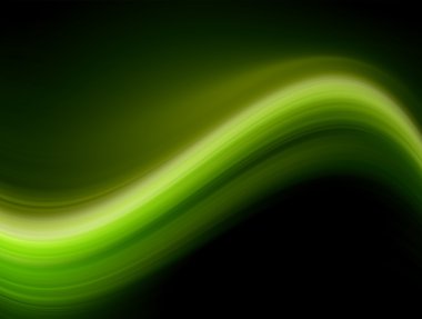 Green wave on black background. Abstract illustration clipart