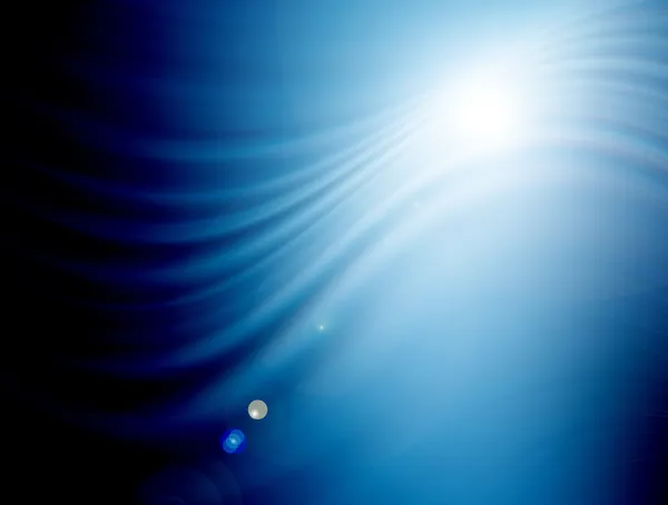 蓝色动态背景与波和灯光效果 — 图库照片