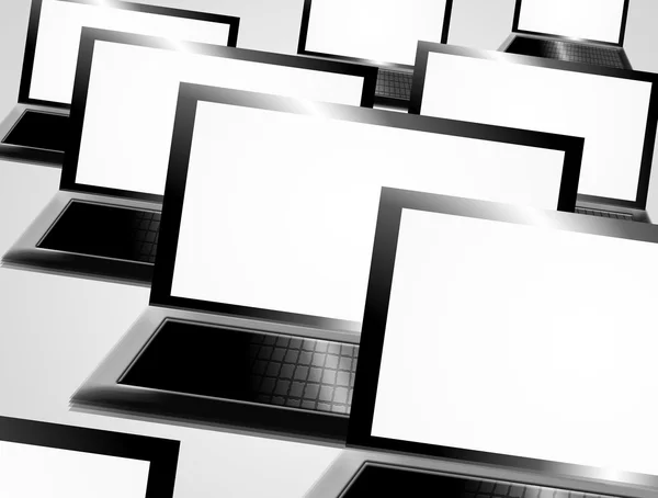 Schwarze Laptops Mit Weißen Bildschirmen Computerillustration — Stockfoto