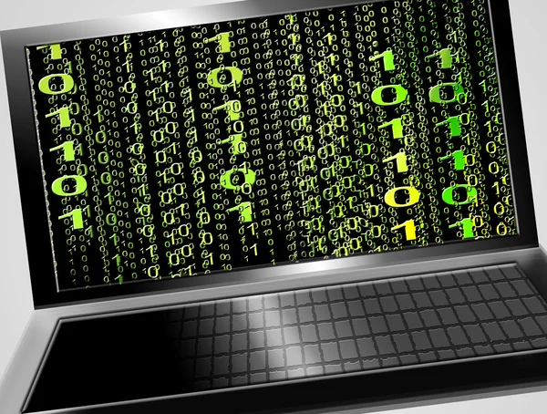 Schwarzer Laptop Mit Grünen Zahlen Auf Dem Bildschirm Computerillustration — Stockfoto