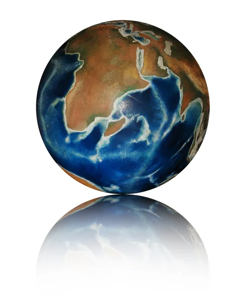 Planeta Tierra Con Reflexión Ilustración Imagen Aislada —  Fotos de Stock