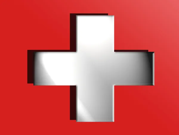 Bílý Kříž Červeném Pozadí Vlajka Švýcarska — Stock fotografie