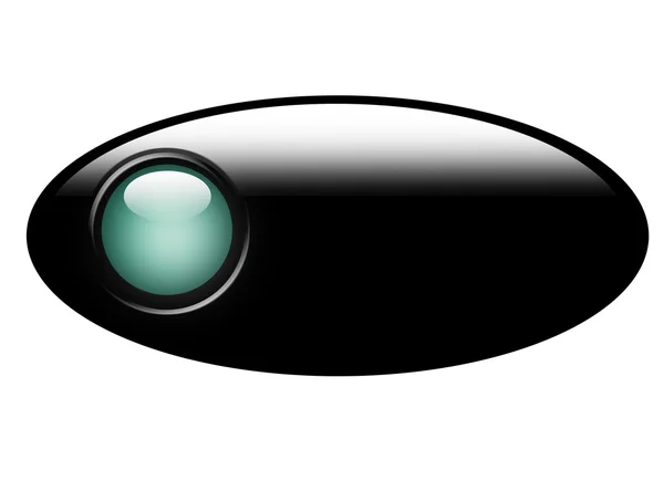 Botón Negro Con Esfera Verde Sobre Fondo Blanco —  Fotos de Stock