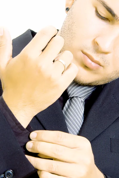 Homme Affaires Avec Cravate Grise Image Isolée — Photo