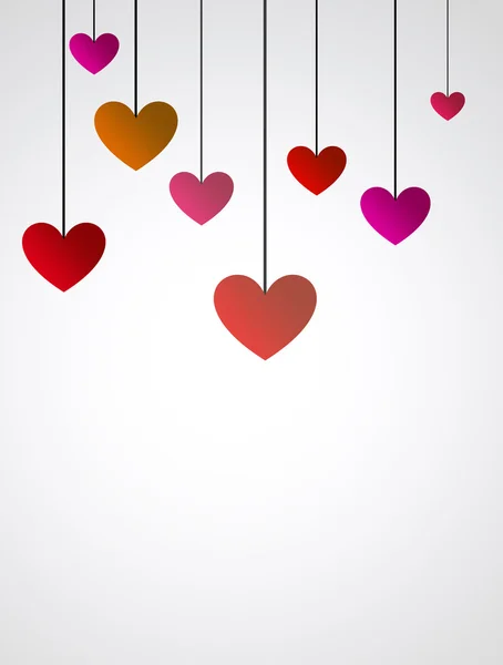 Aşk Kartı Farklı Renkteki Kalpleri Ile Beyaz Arka Plan Üzerinde — Stok fotoğraf