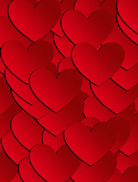Překrývající Červené Hearts Love Karta Obrázek — Stock fotografie