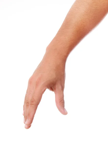 Χέρι Που Κρατά Ένα Αντικείμενο Άσπρο Φόντο — Φωτογραφία Αρχείου