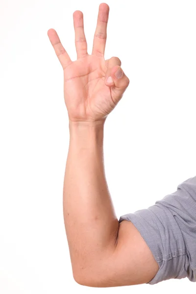 Ręka Mężczyzny Wyrażając Dodatni Białym Tle — Zdjęcie stockowe