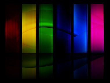 Red, yellow, green, blue and puple bars over black background clipart