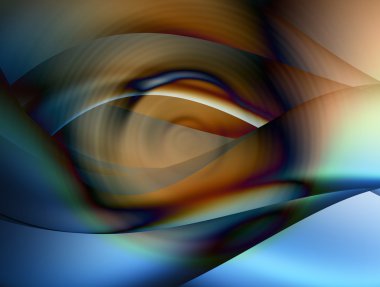 Abstract waves with bronze and blue colors. Illustration clipart