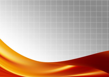 Orange wave over gray squares background, Business presentation clipart