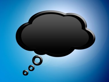 Kara bulut üzerinde mavi parlak renkli konuşmak