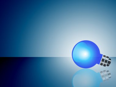 blue bulb light over empty background to insert text or design clipart