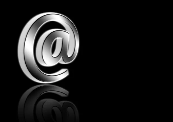 Email Sign Reflection Black Background — Stock Photo, Image