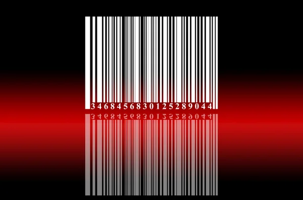 Código Barras Blanco Sobre Fondo Negro Qith Rojo Reflexión — Foto de Stock