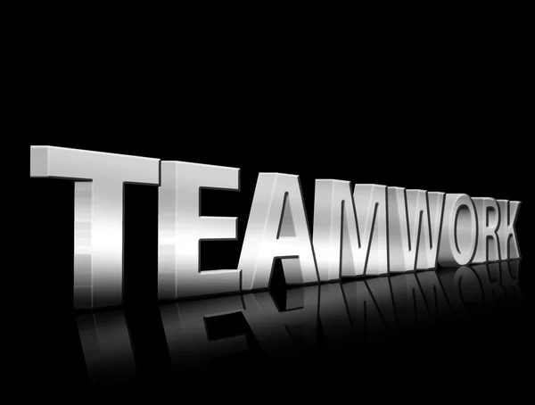 Teamwork Chrome Word Black Background — Stock Photo, Image