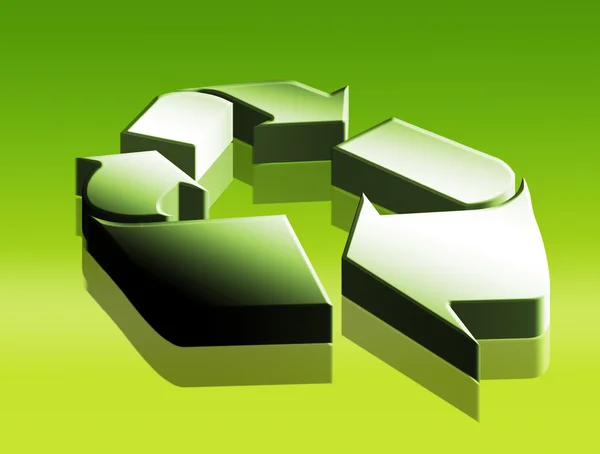 Recicle Znak Zielonym Tle Ilustracja Strzałki — Zdjęcie stockowe