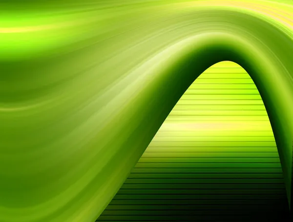 波与线条的绿色背景 抽象的插图 — 图库照片