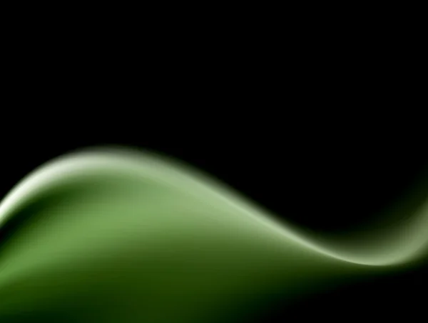 黒の背景上の緑のダイナミックな波 抽象イラスト — ストック写真