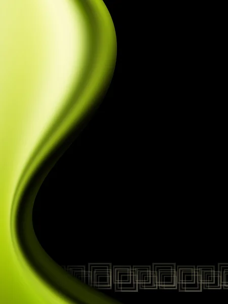 図形と黒の背景上の緑の波 — ストック写真