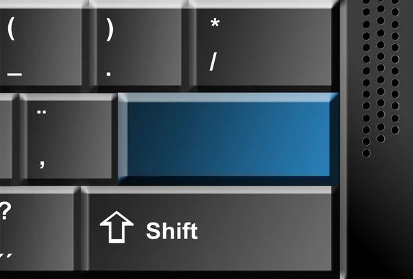 Grijze Laptop Toetsenbord Met Blauwe Toets Tekst Symbool Invoegen — Stockfoto