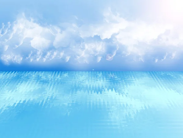 Céu Azul Com Nuvens Reflexão Occeano — Fotografia de Stock