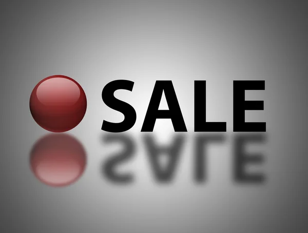 Sale Text Red Sphere Elements Reflection Gray Background — Stock Photo, Image