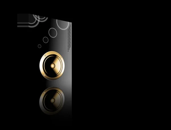 Gold Speaker Black Background Reflection — Stock Photo, Image
