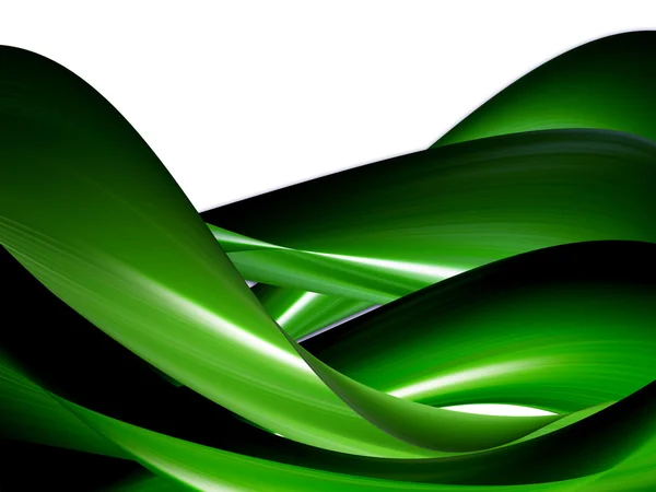 Beyaz Zemin Üzerine Yeşil Dalgalar Soyut Resim — Stok fotoğraf