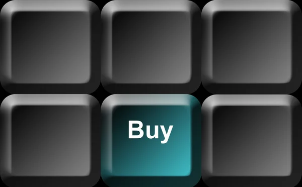 Graue Tastatur Leer Mit Blauer Kauftaste — Stockfoto