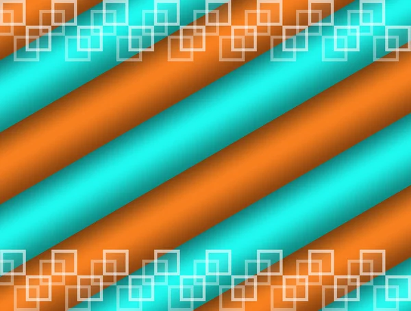 正方形図形を青とオレンジ色のバー 抽象的な背景 — ストック写真