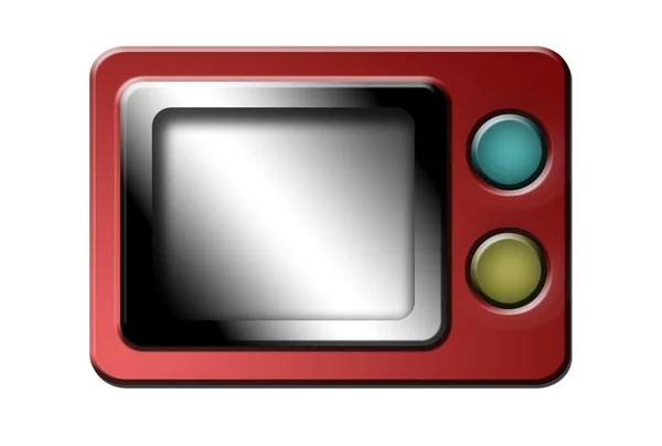 Televisión Roja Con Botones Azul Verde Ilustración Blanco — Foto de Stock