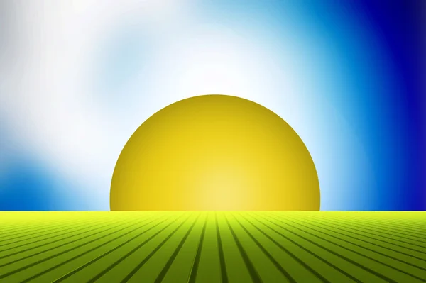 Жовте Сонце Фоні Блакитного Неба Ілюстрація Пейзаж — стокове фото