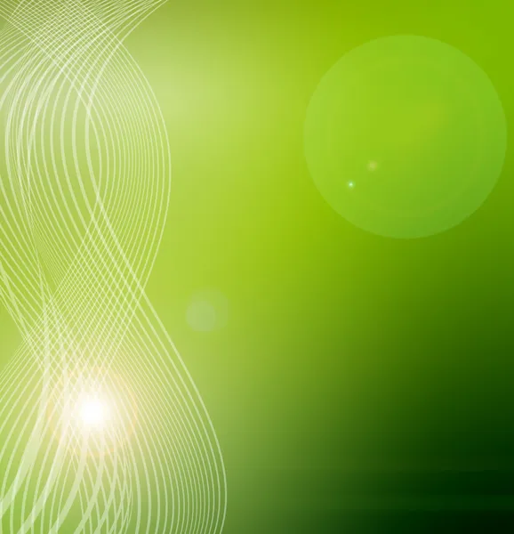 緑の背景上の白い波 抽象イラスト — ストック写真