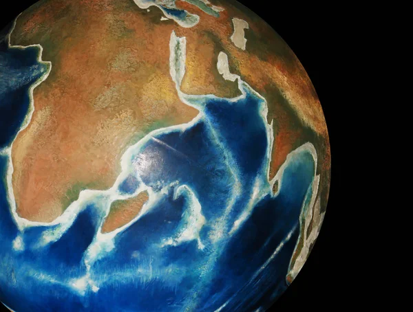 Planeta Azul Marrom Sobre Fundo Preto — Fotografia de Stock